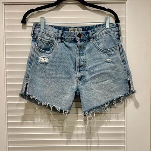 We The Free Light Blue Distressed Jean Shorts